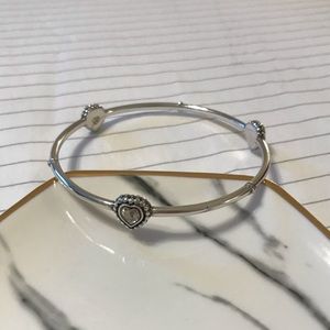 Silver heart bangle with CZs